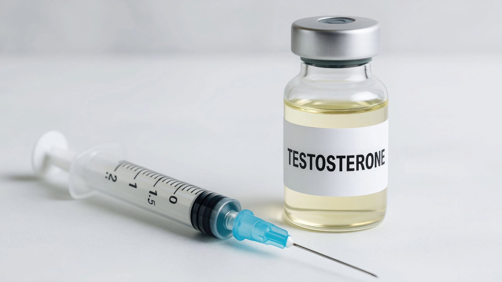 Testosterone injection vial and syringe used for men’s hormone therapy in Safety Harbor.